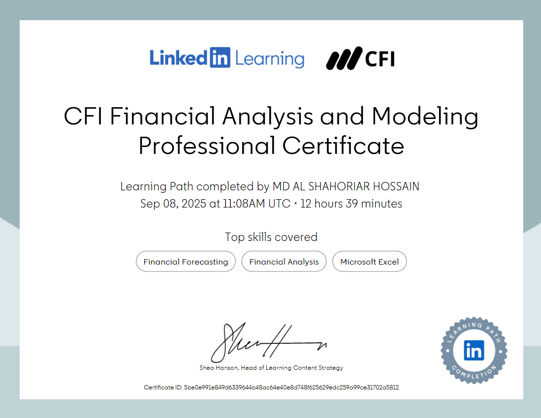 CFI Financial Analysis and Modeling Professional Certificate